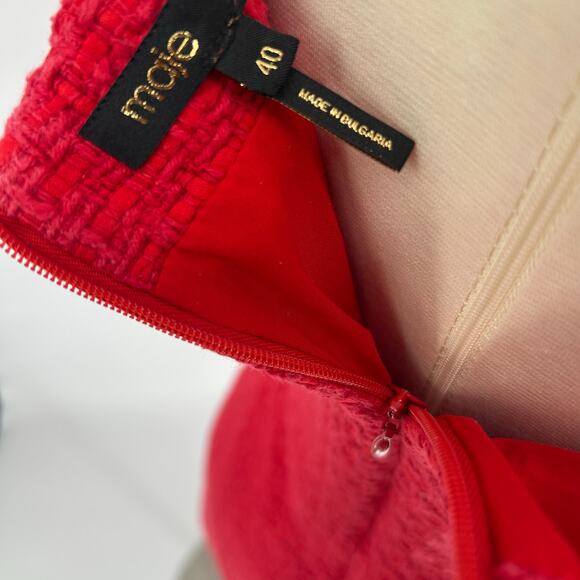 Maje Red Tweed Mini Dress Size 40 (US L) — Good Used, Wash Wear - Picture 7 of 7